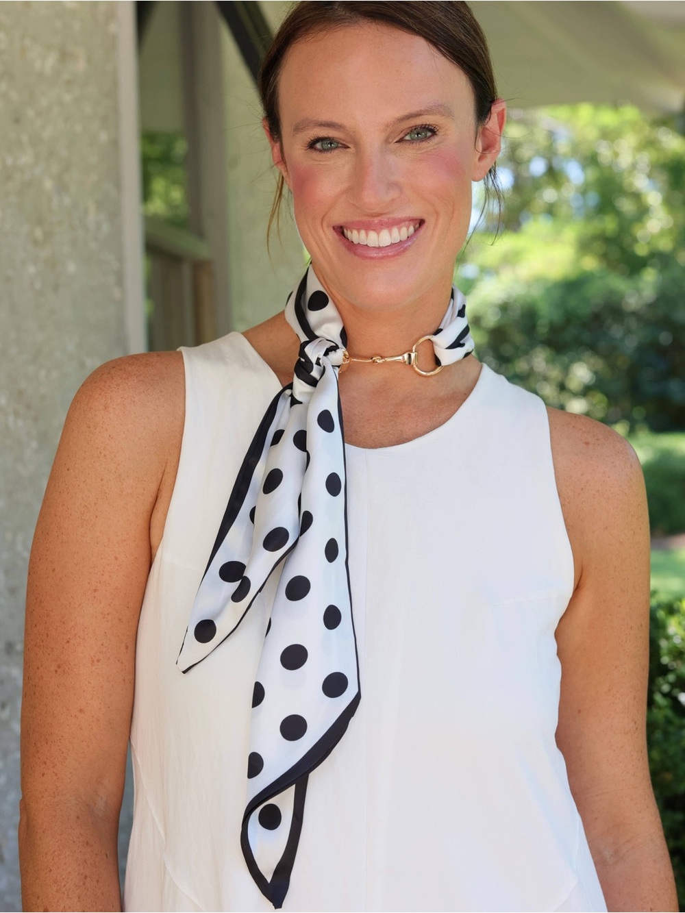 Caroline Hill Henley Horsebit Black White Buckle Scarf Necklace